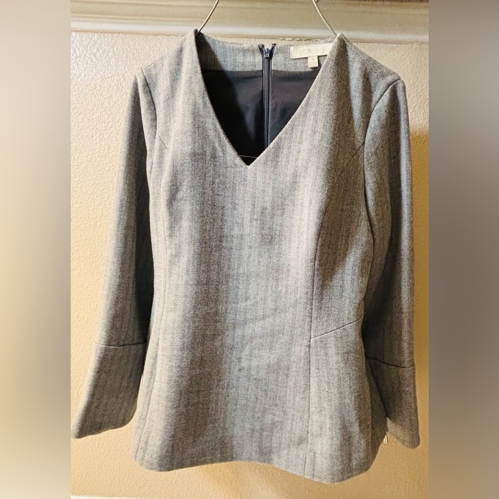 Etcetera Charcoal Herringbone Dress